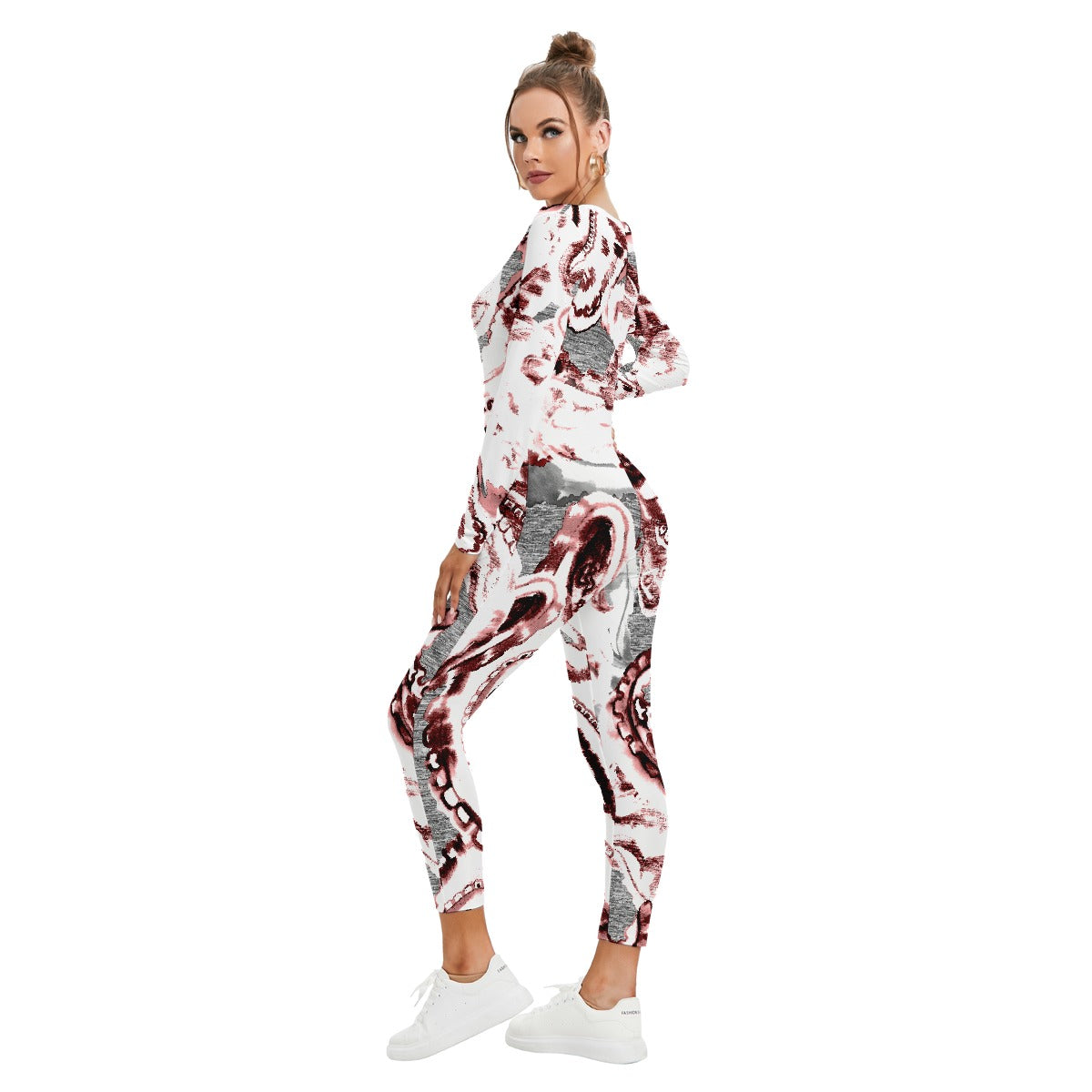 All-Over Print Women's Plunging Neck Jumpsuit