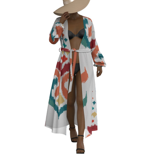 All-Over Print Women's Lace-up Chiffon Robe