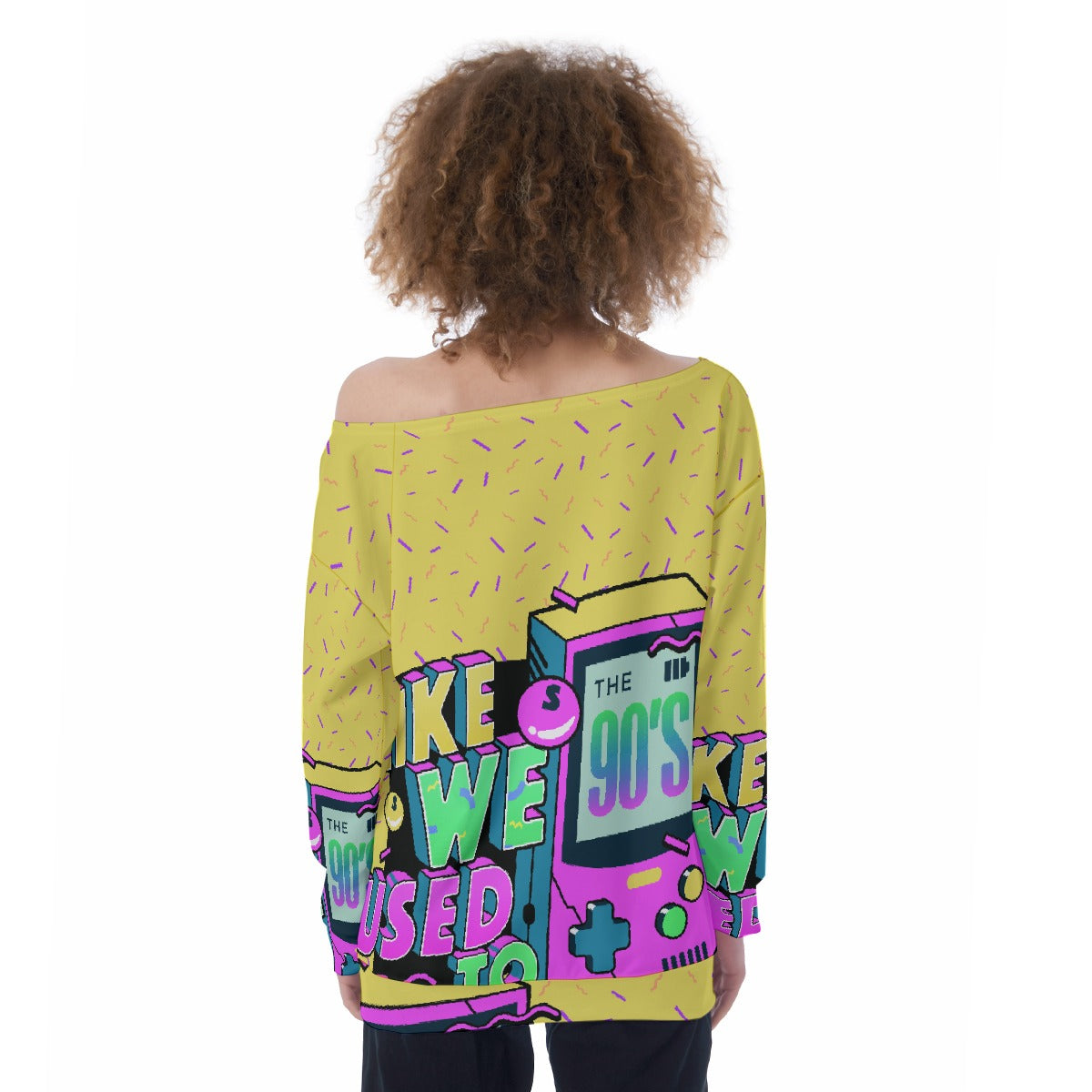 All-Over Print Oversized Women's Off-Shoulder Sweatshirt