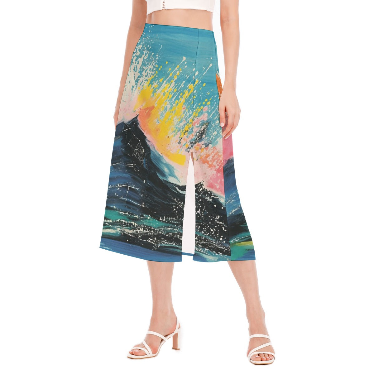 All-Over Print Women's High Slit Long Skirt
