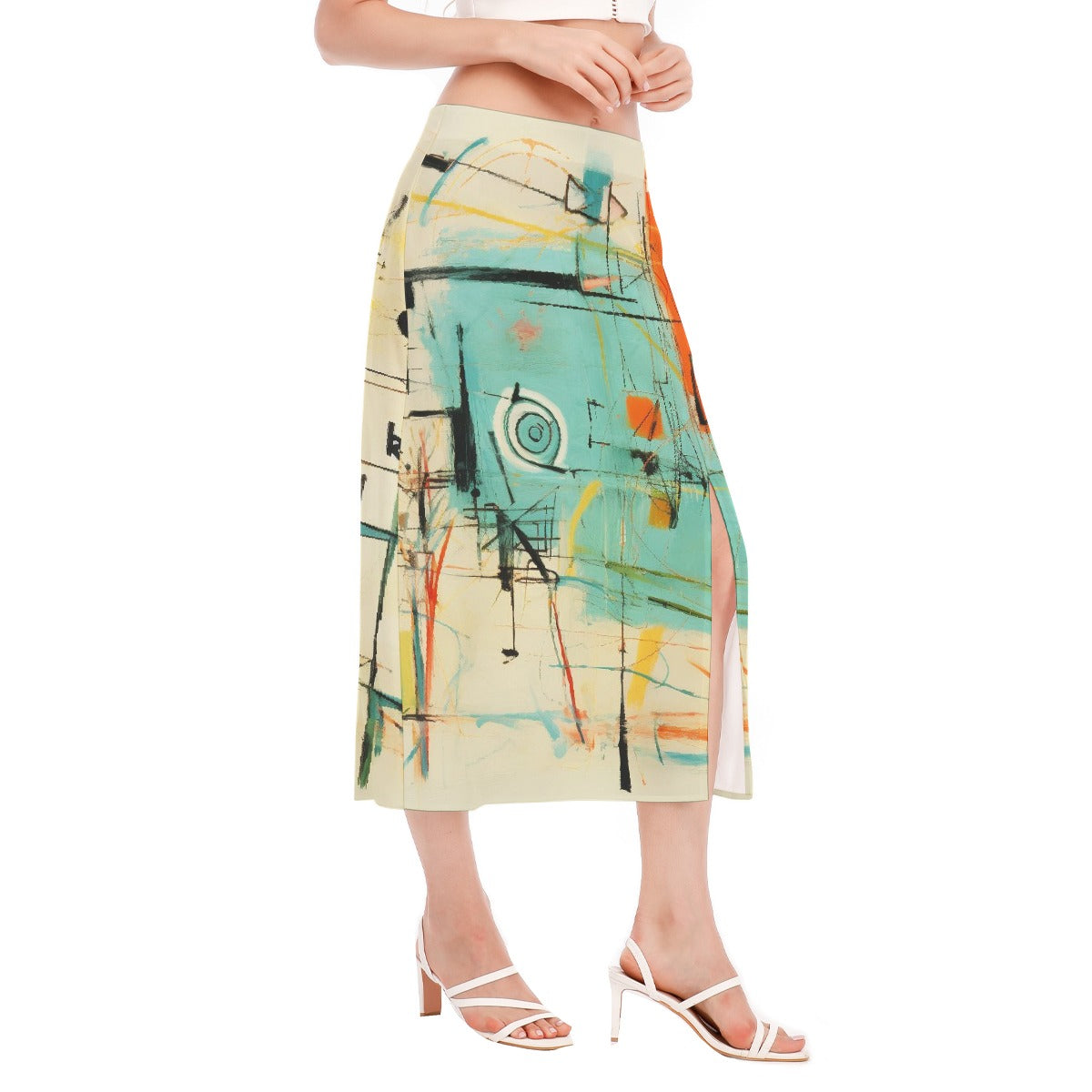 All-Over Print Women's High Slit Long Skirt