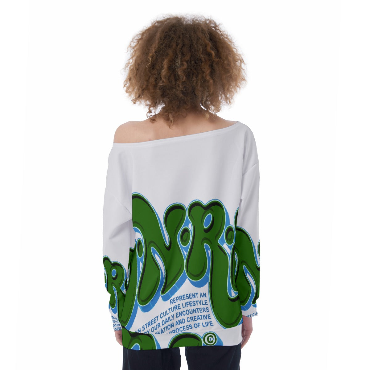 All-Over Print Oversized Women's Off-Shoulder Sweatshirt