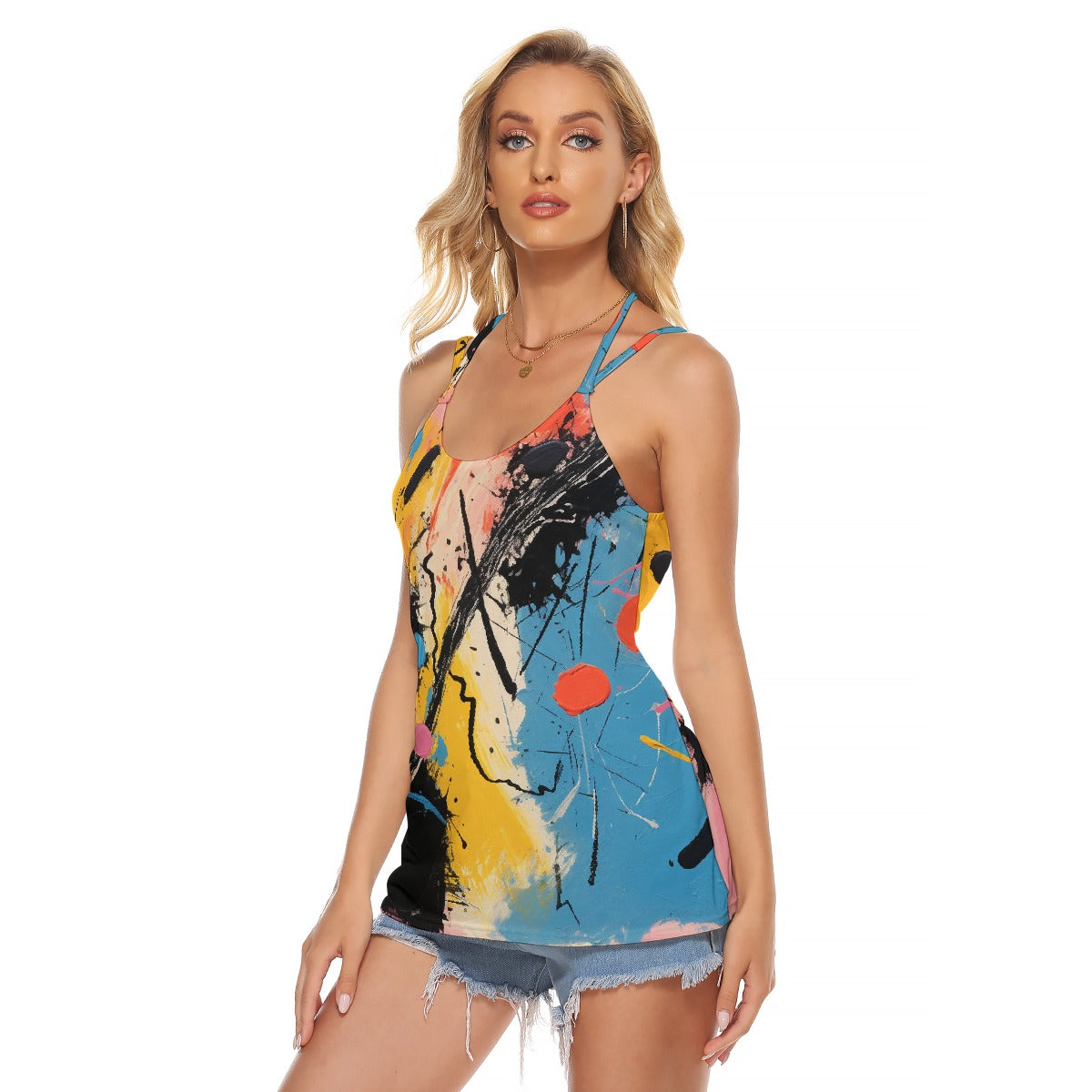 All-Over Print Women's Halter Top With Backless