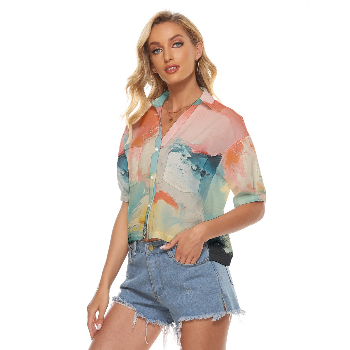 All-Over Print Women's V-neck Shirts