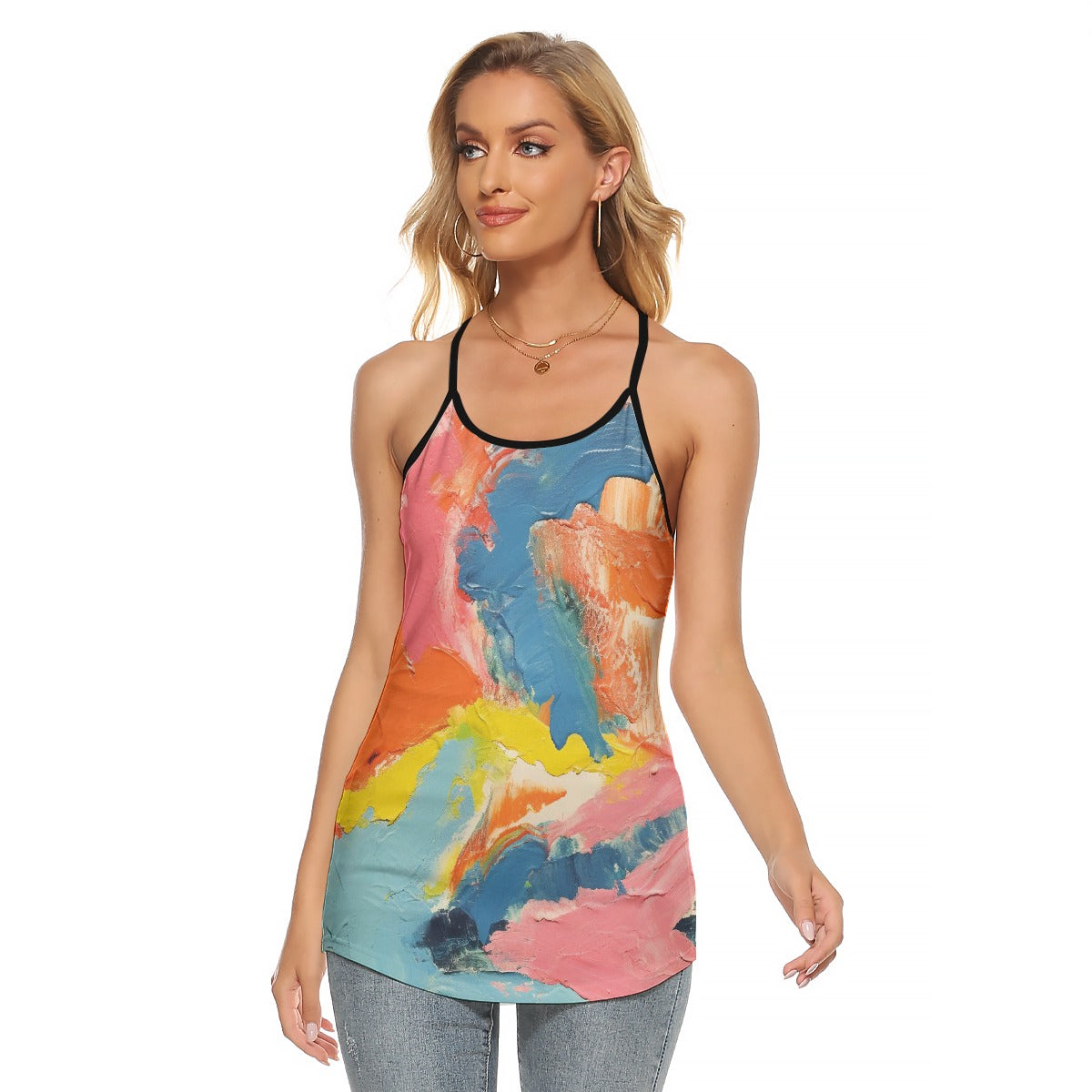 All-Over Print Women's Criss-Cross Open Back Tank Top