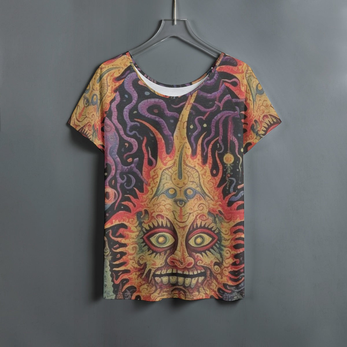 All-Over Print Women's Round Neck T-shirt With Raglan Sleeve