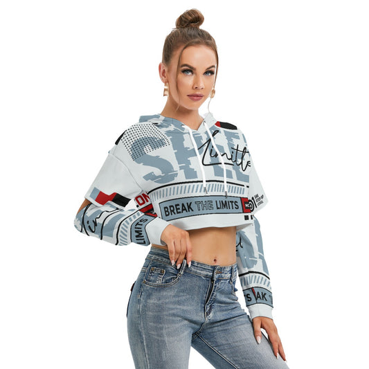 All-Over Print Women's Heavy Fleece Hoodie With Hollow Out Sleeve