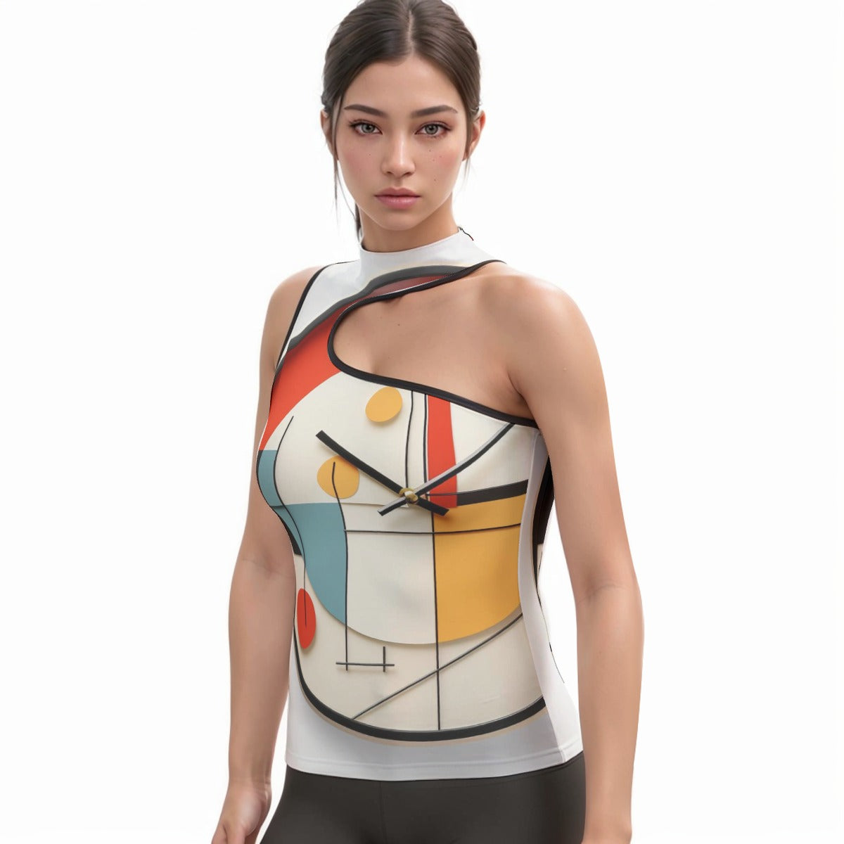 All-Over Print Women's Halter Sleeveless Asymmetrical Tank Top
