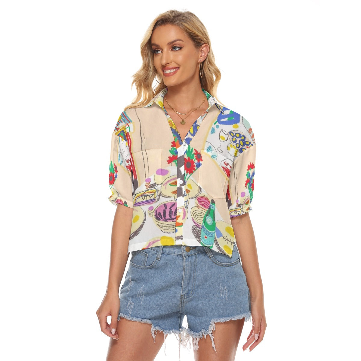 All-Over Print Women's V-neck Shirts