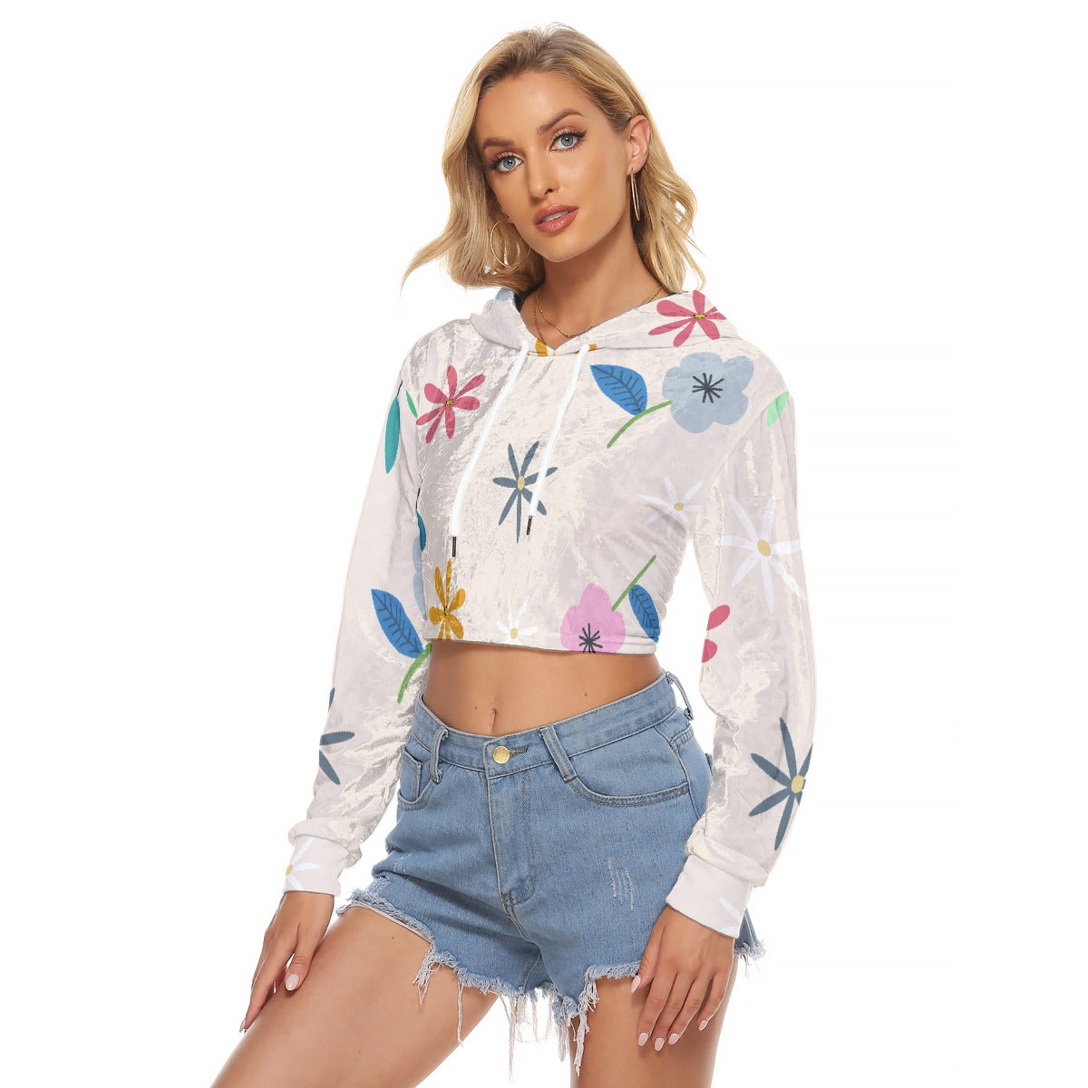 All-Over Print Women's Crop Top Hoodie|Velvet