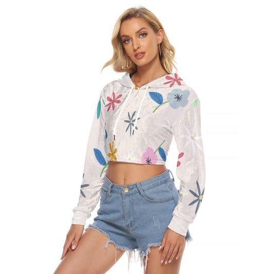 All-Over Print Women's Crop Top Hoodie|Velvet