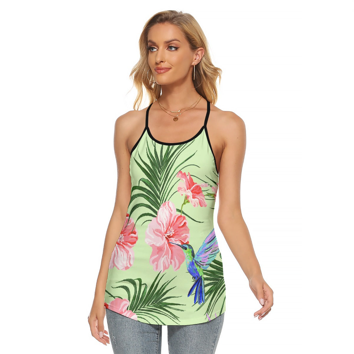 All-Over Print Women's Criss-Cross Open Back Tank Top