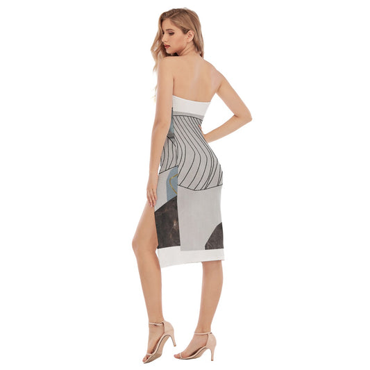 All-Over Print Women's Side Split Tube Top Dress