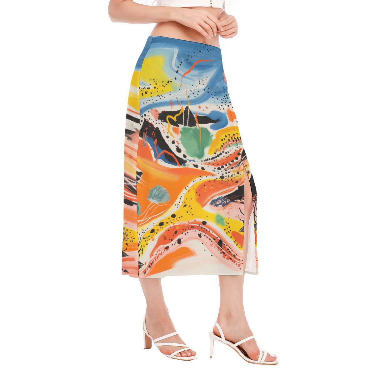 All-Over Print Women's High Slit Long Skirt