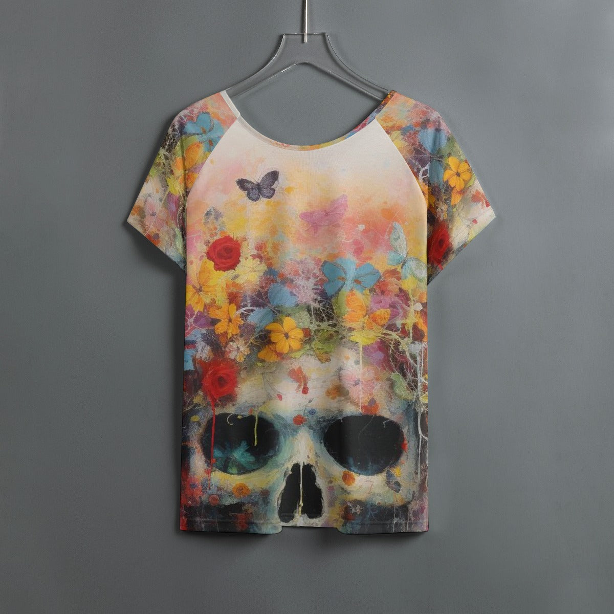All-Over Print Women's Round Neck T-shirt With Raglan Sleeve