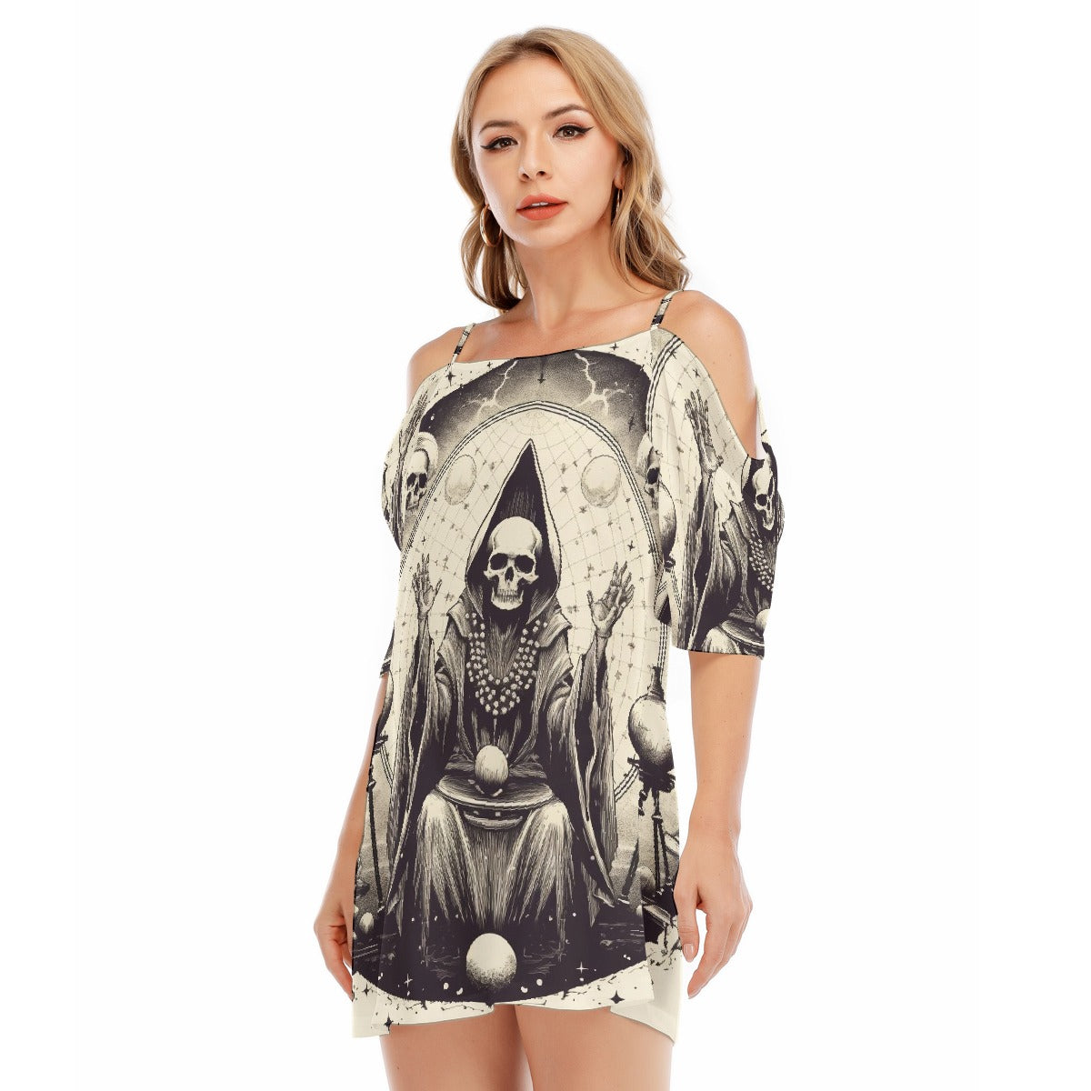 All-Over Print Women's Off-shoulder Cami Dress