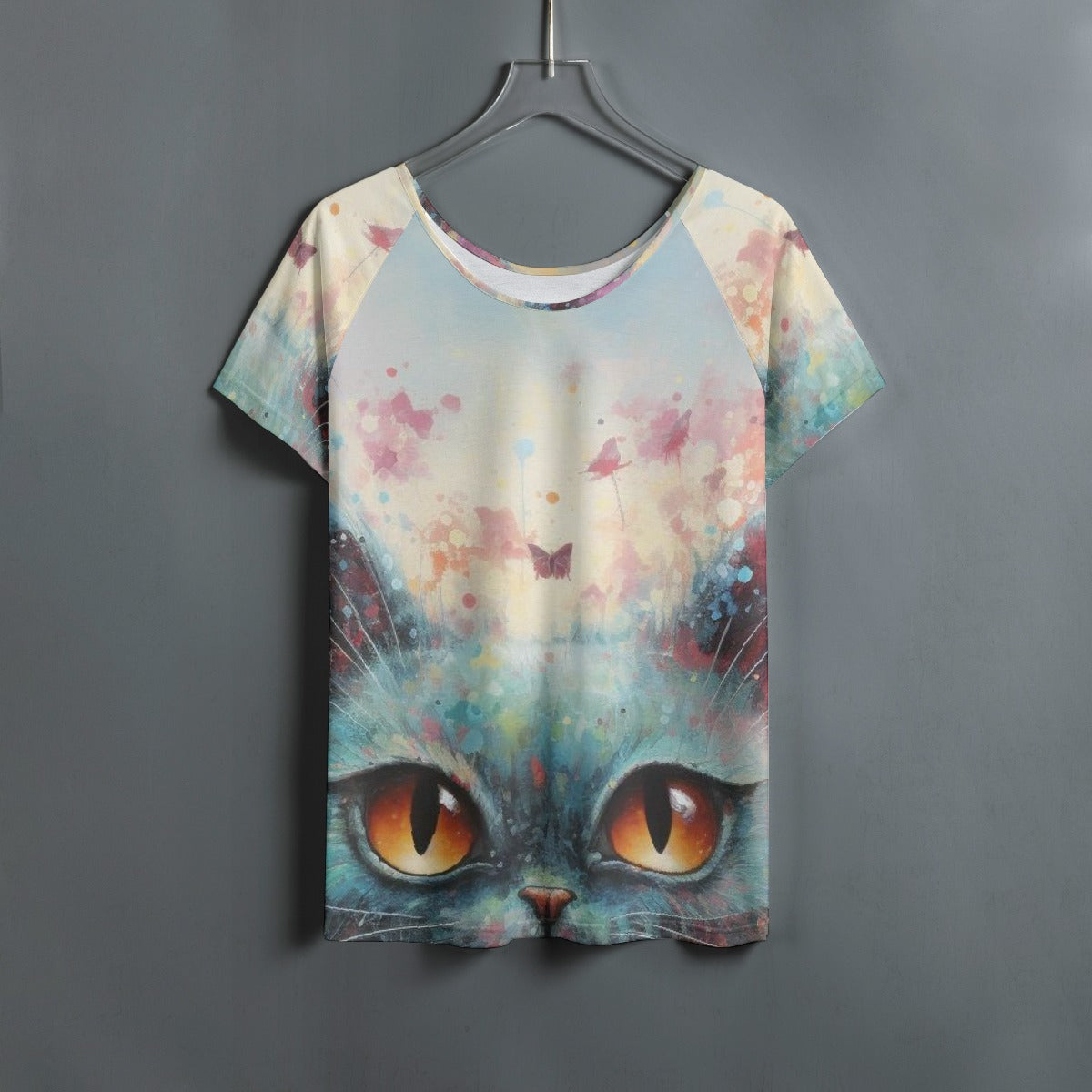 All-Over Print Women's Round Neck T-shirt With Raglan Sleeve