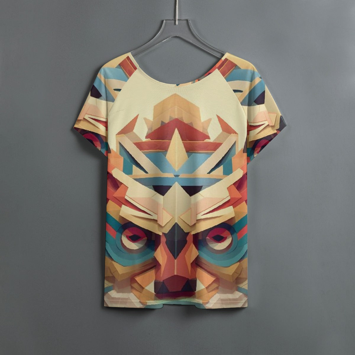 All-Over Print Women's Round Neck T-shirt With Raglan Sleeve