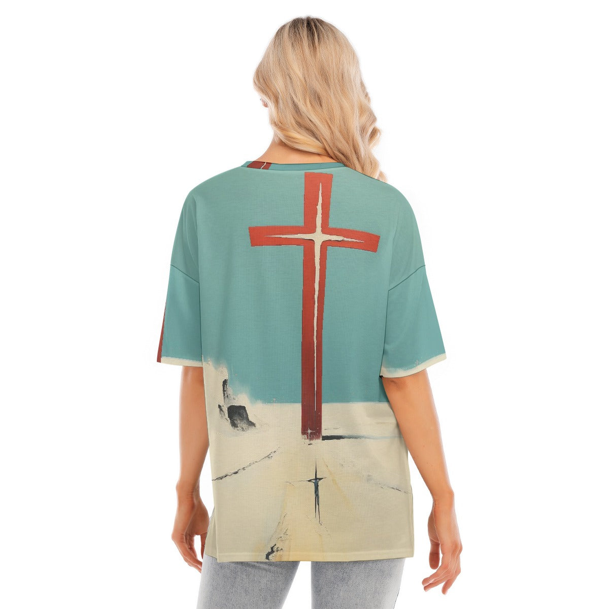 All-Over Print Women's Short Sleeves T-shirt With Hem Split