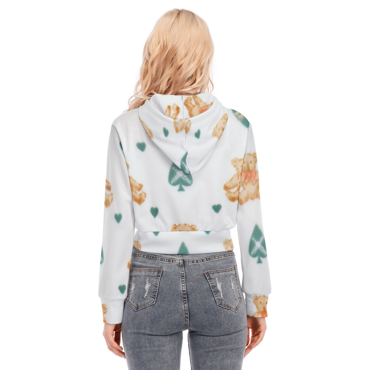 All-Over Print Women's Crop Top Hoodie With Zipper Closure