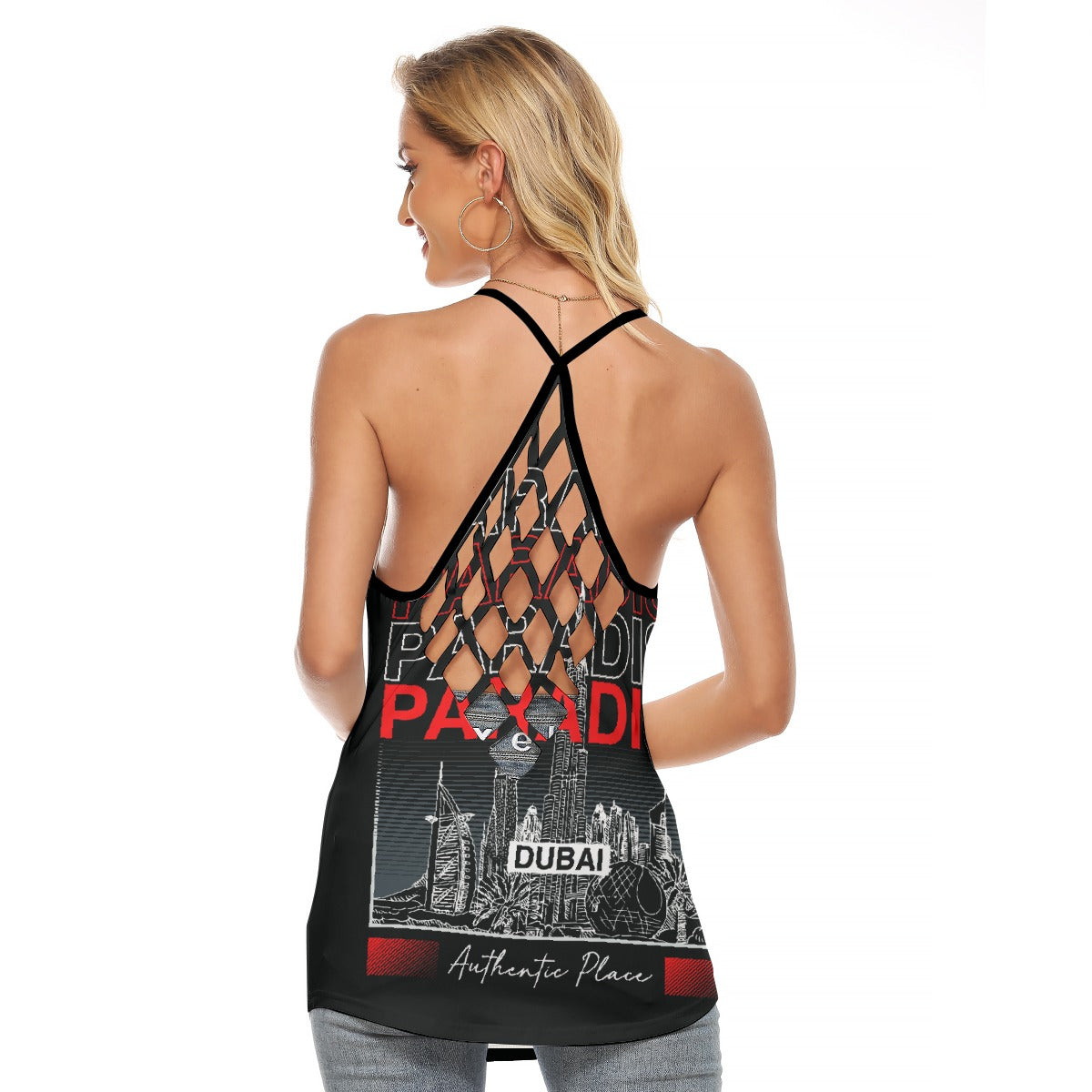 All-Over Print Women's Criss-Cross Open Back Tank Top