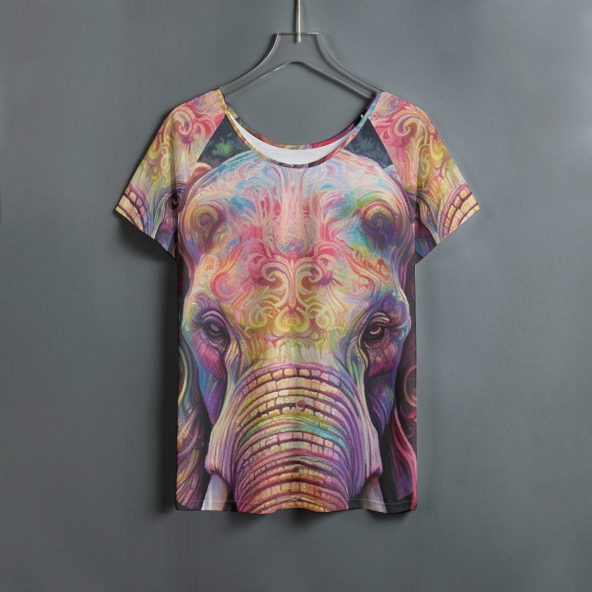 All-Over Print Women's Round Neck T-shirt With Raglan Sleeve