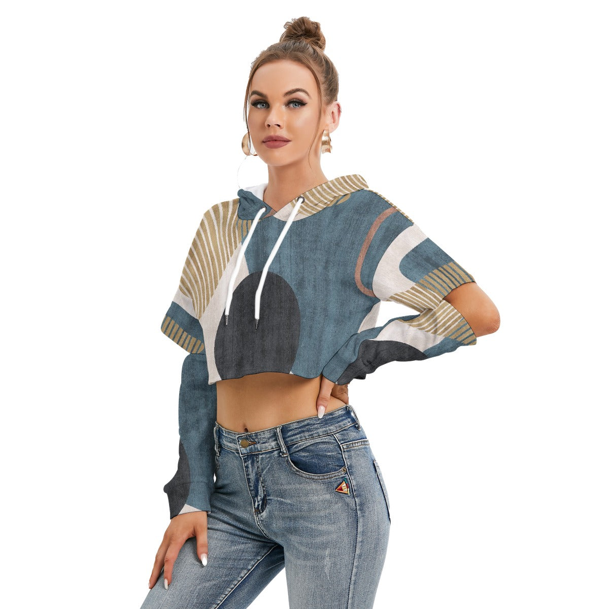 All-Over Print Women's Heavy Fleece Hoodie With Hollow Out Sleeve