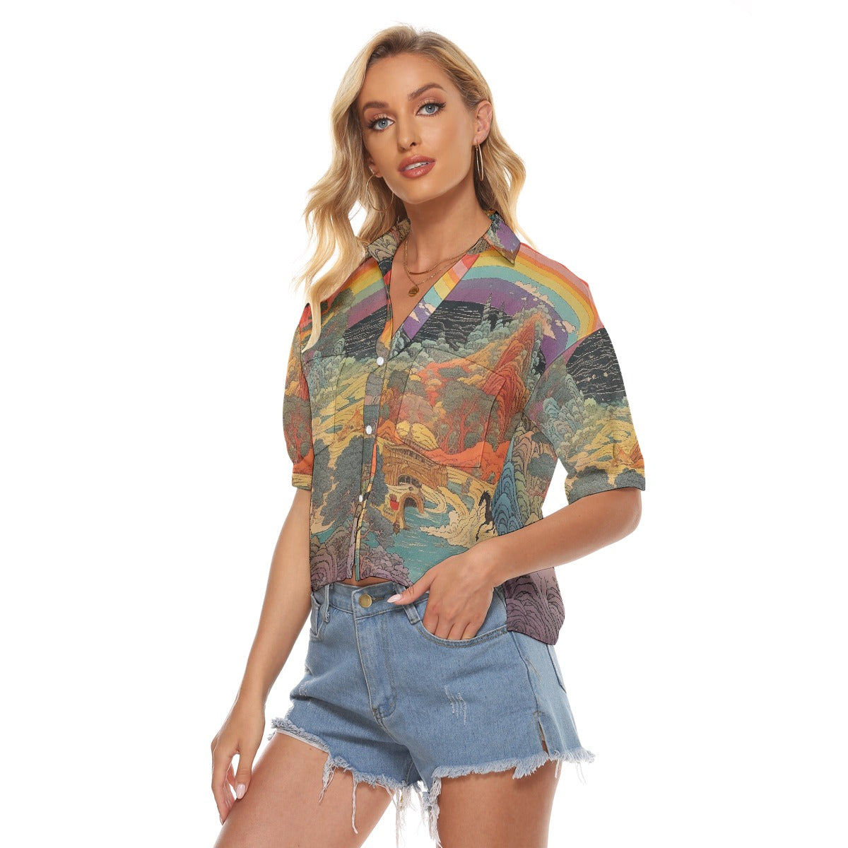 All-Over Print Women's V-neck Shirts