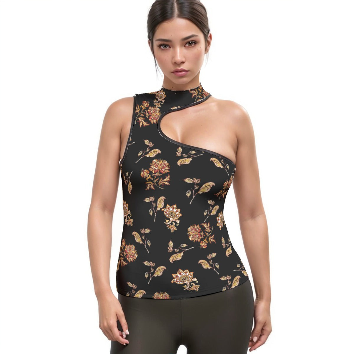 All-Over Print Women's Halter Sleeveless Asymmetrical Tank Top