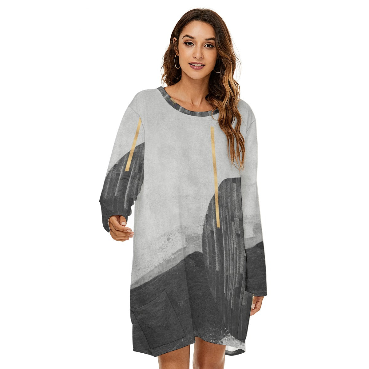 All-Over Print  Women's Loose Crew Neck Dress