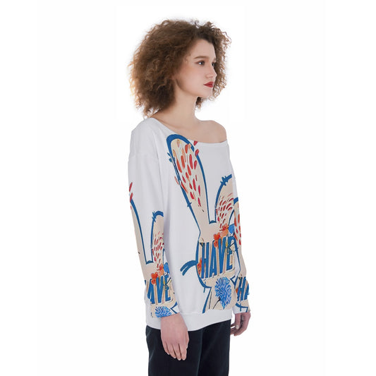 All-Over Print Oversized Women's Off-Shoulder Sweatshirt