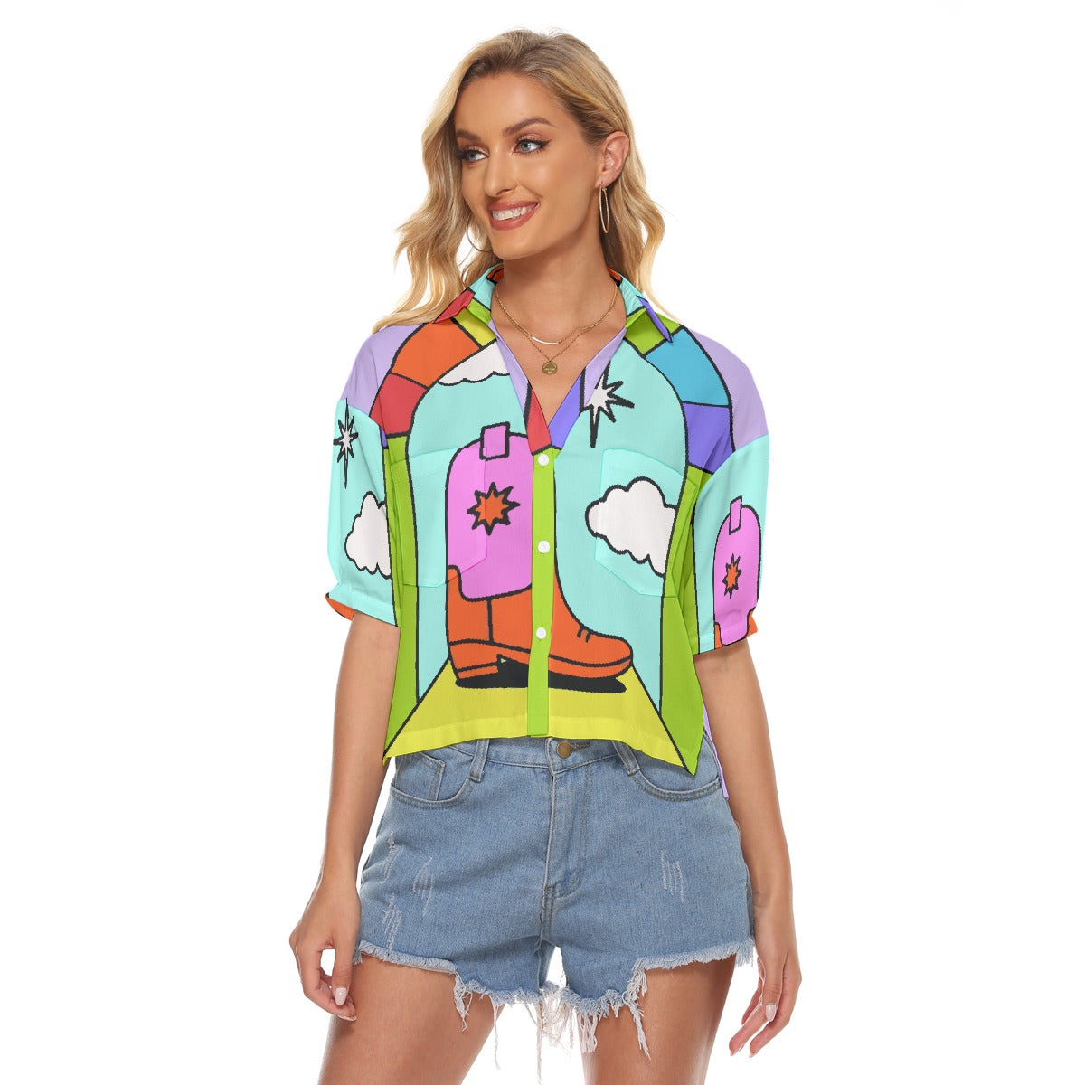 All-Over Print Women's V-neck Shirts