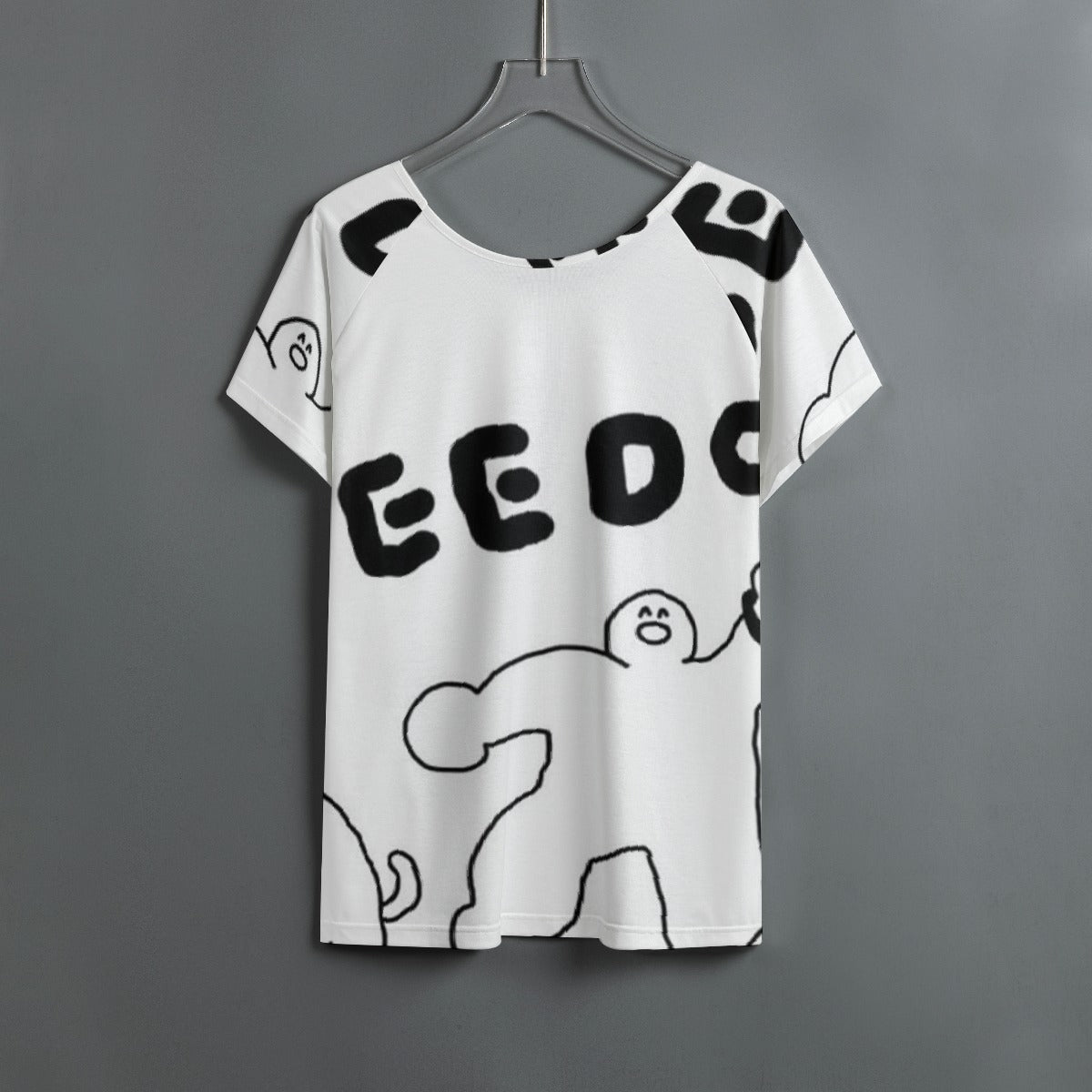 All-Over Print Women's Round Neck T-shirt With Raglan Sleeve