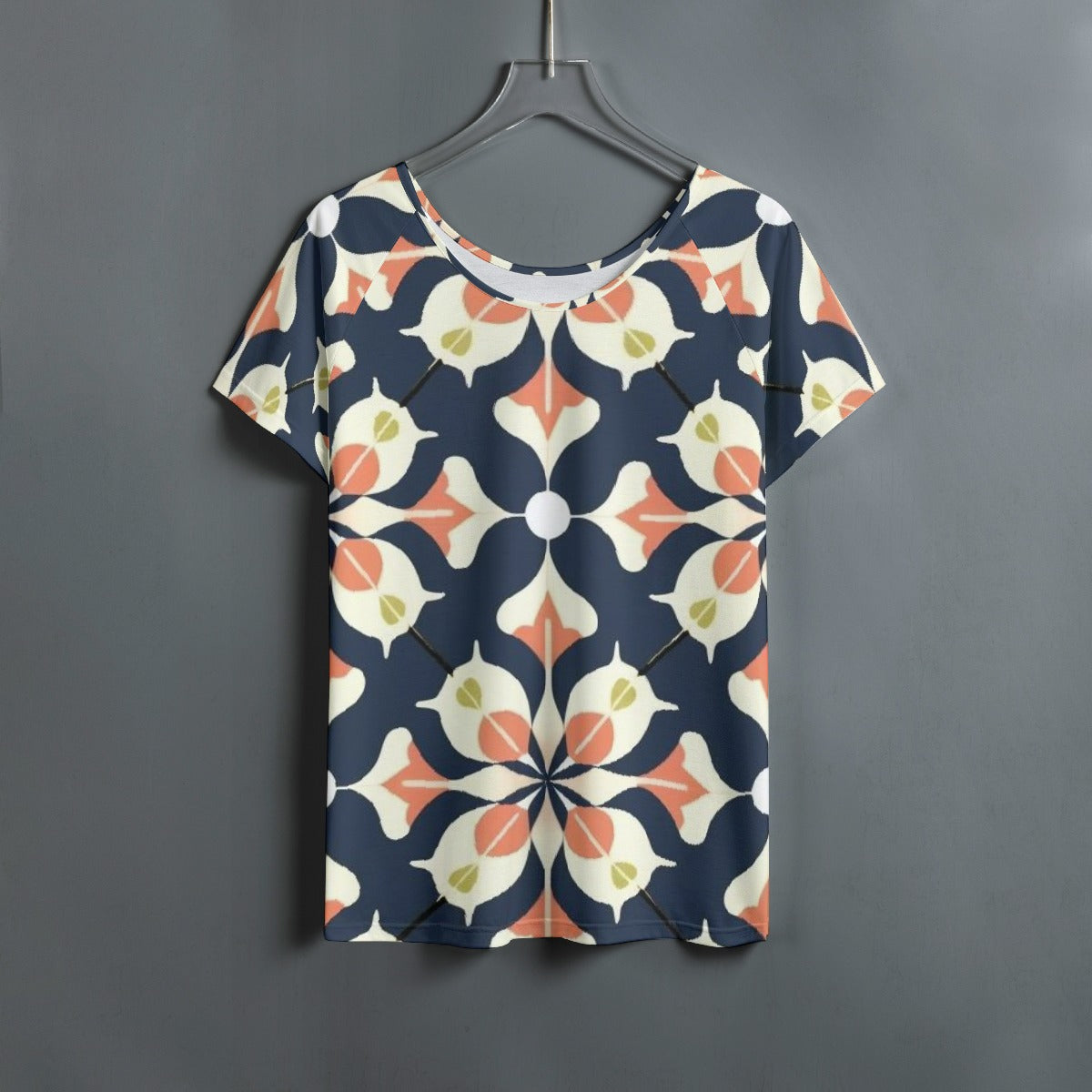 All-Over Print Women's Round Neck T-shirt With Raglan Sleeve