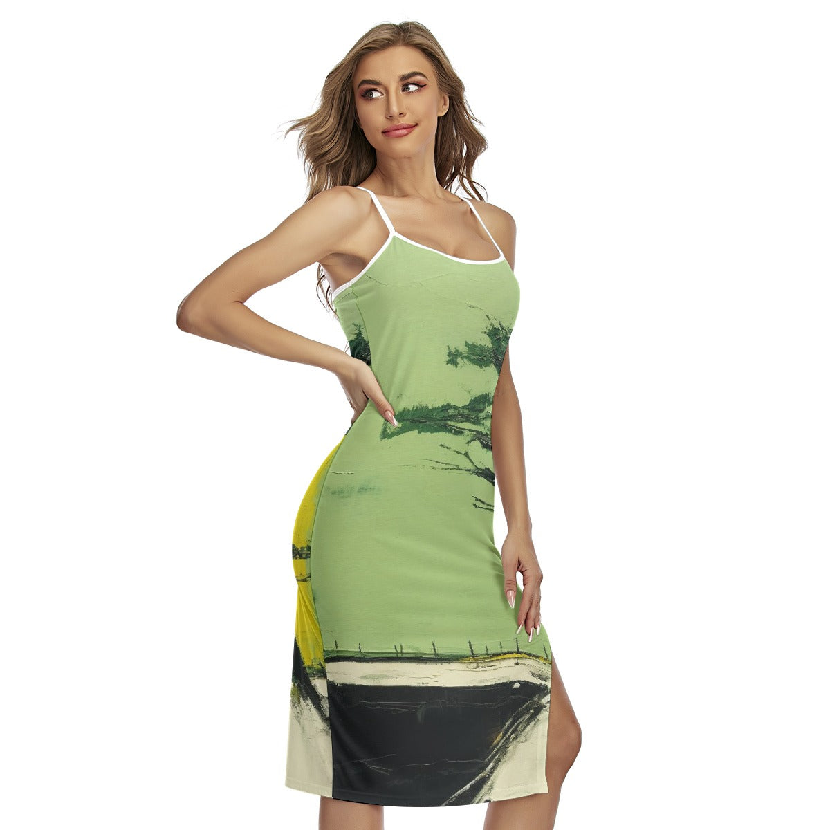 All-Over Print Women's Back Cross Cami Dress