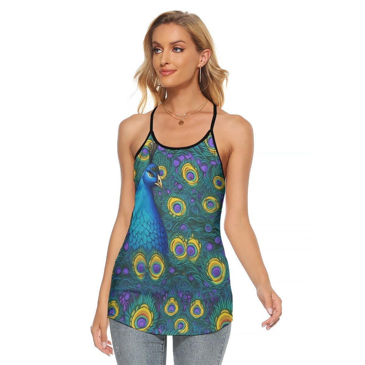 All-Over Print Women's Criss-Cross Open Back Tank Top