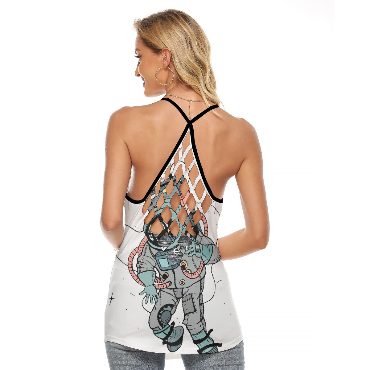 All-Over Print Women's Criss-Cross Open Back Tank Top