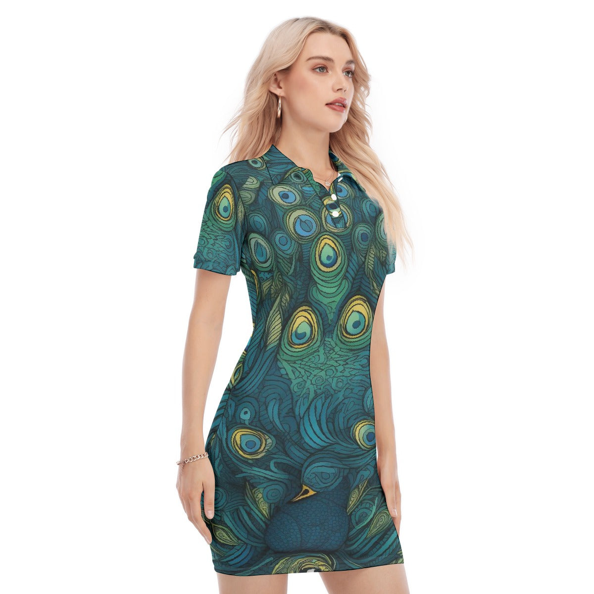 All-Over Print Women's Polo Collar Dress
