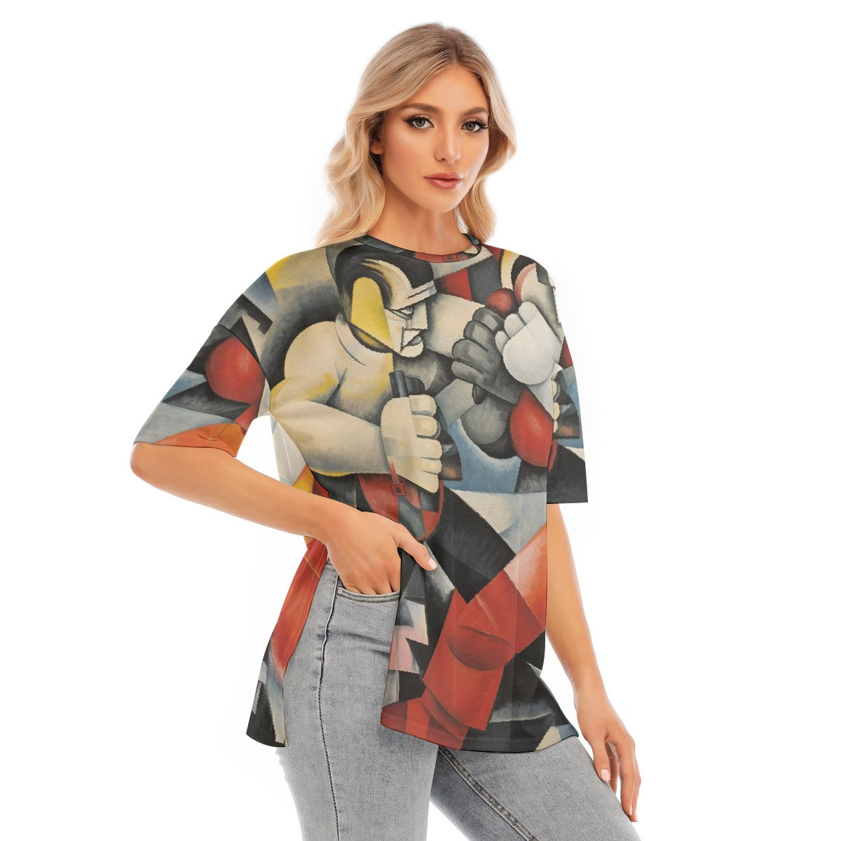 All-Over Print Women's Short Sleeves T-shirt With Hem Split