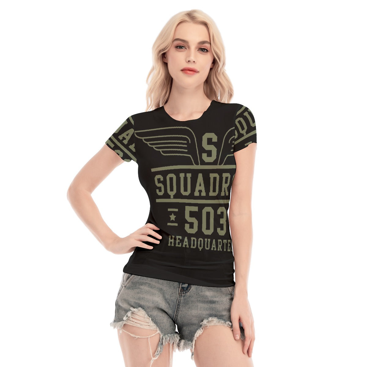 All-Over Print Women's Short Sleeve Mesh Blouse