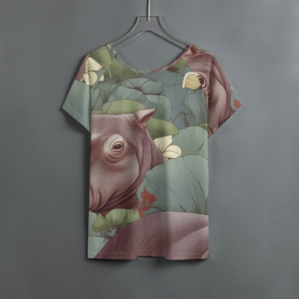 All-Over Print Women's Round Neck T-shirt With Raglan Sleeve
