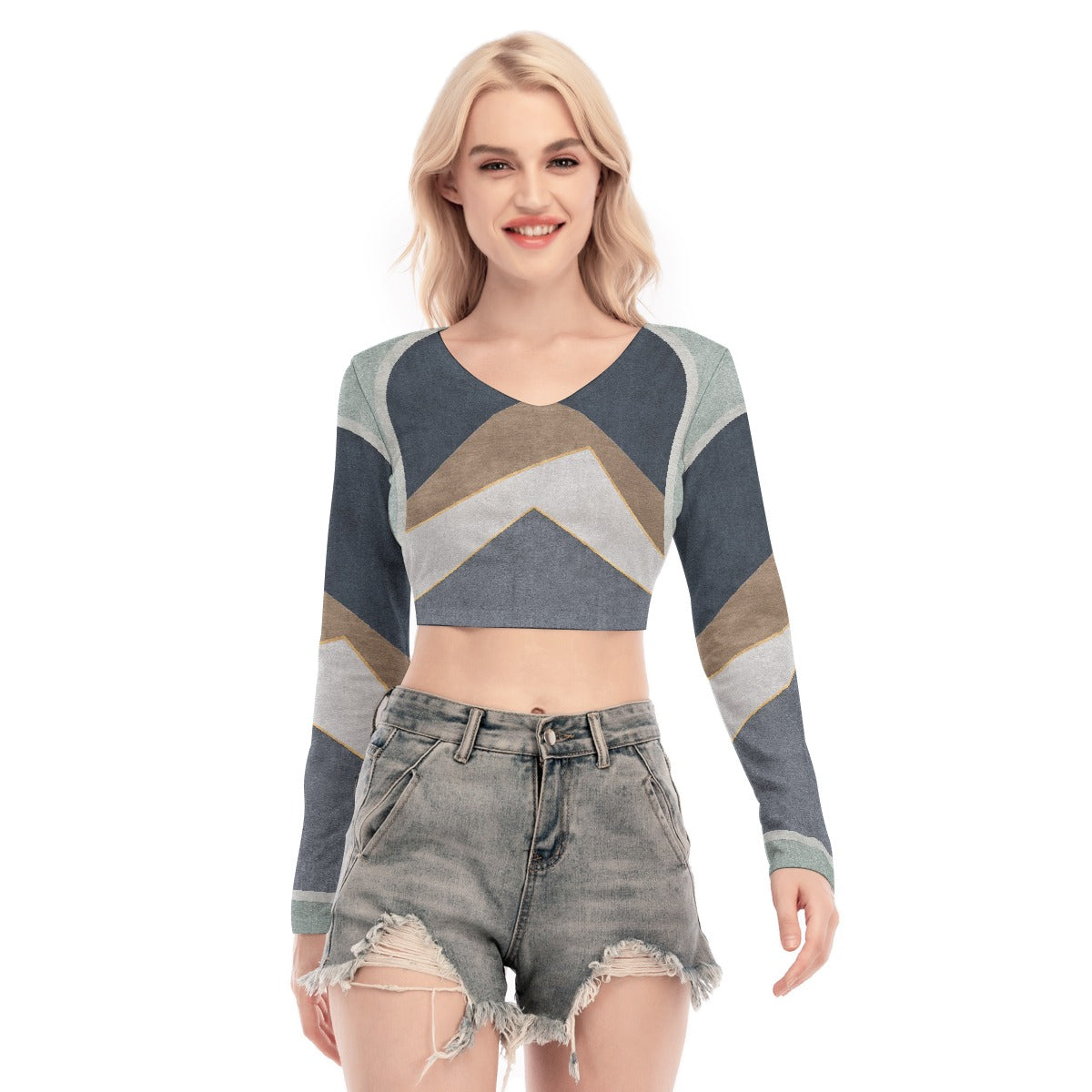 All-Over Print Women's Back Hollow T-shirt With Strap