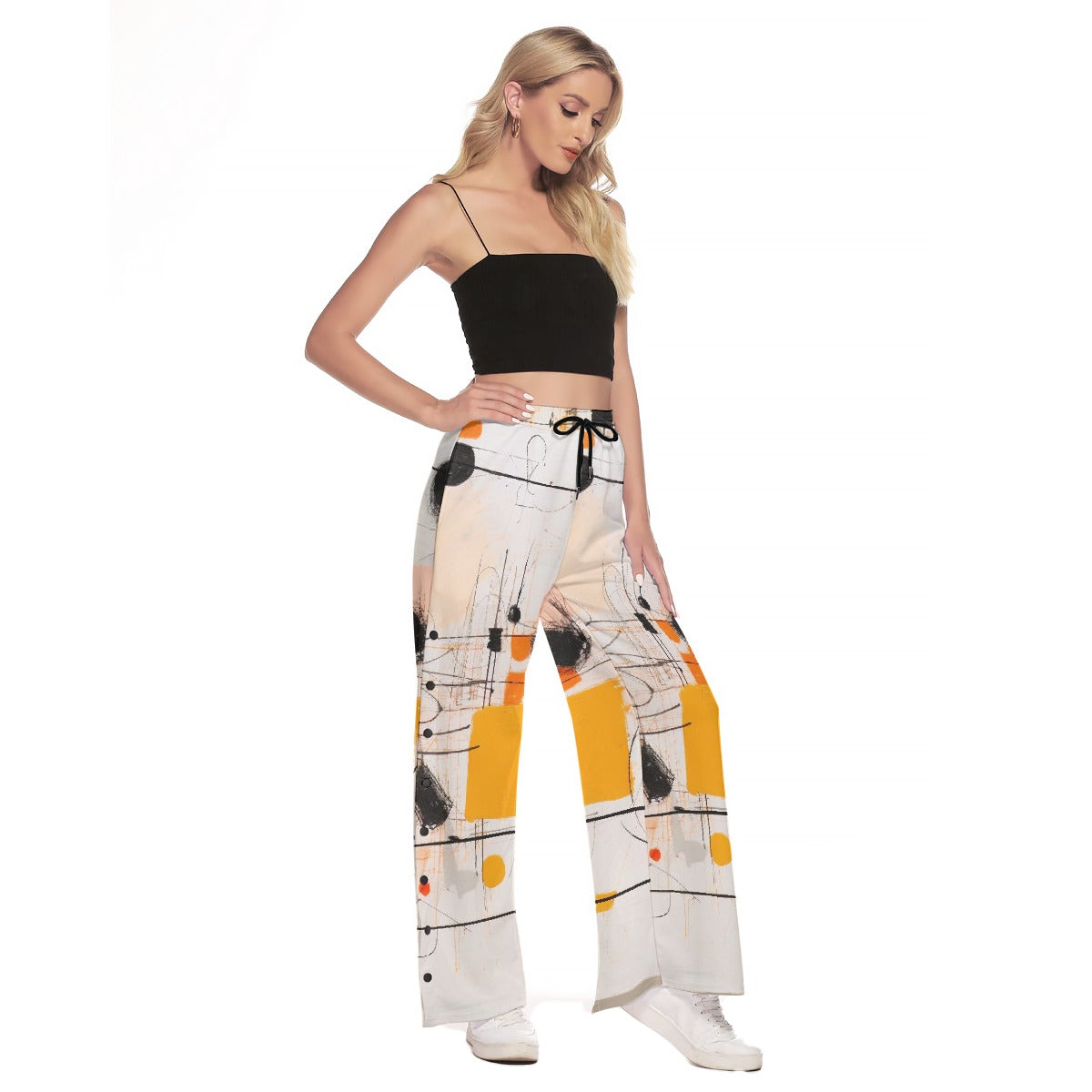 All-Over Print Women's Side Slit Snap Button Trousers