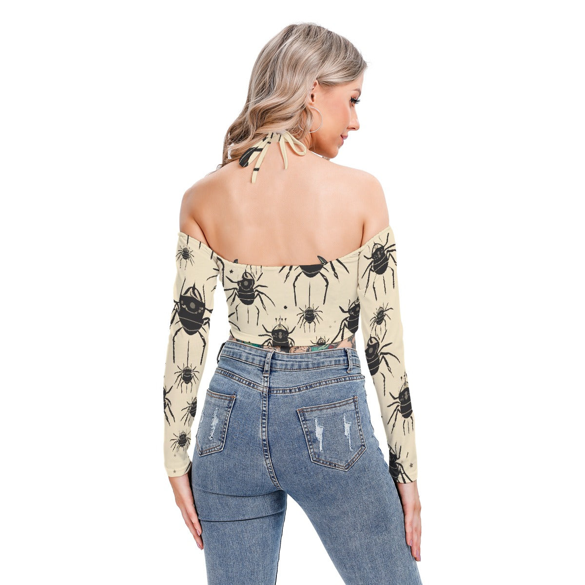 All-Over Print Women's Halter Lace-up Top
