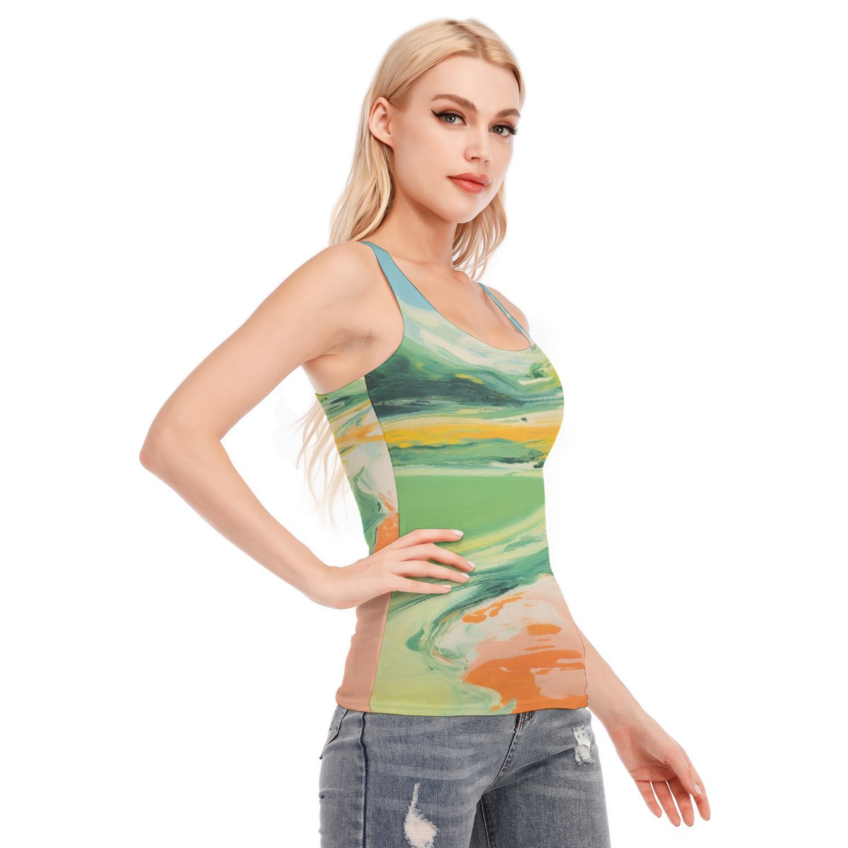 All-Over Print Women's Racer Vest | 190GSM Cotton