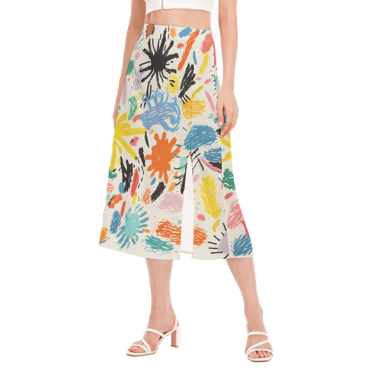 All-Over Print Women's High Slit Long Skirt