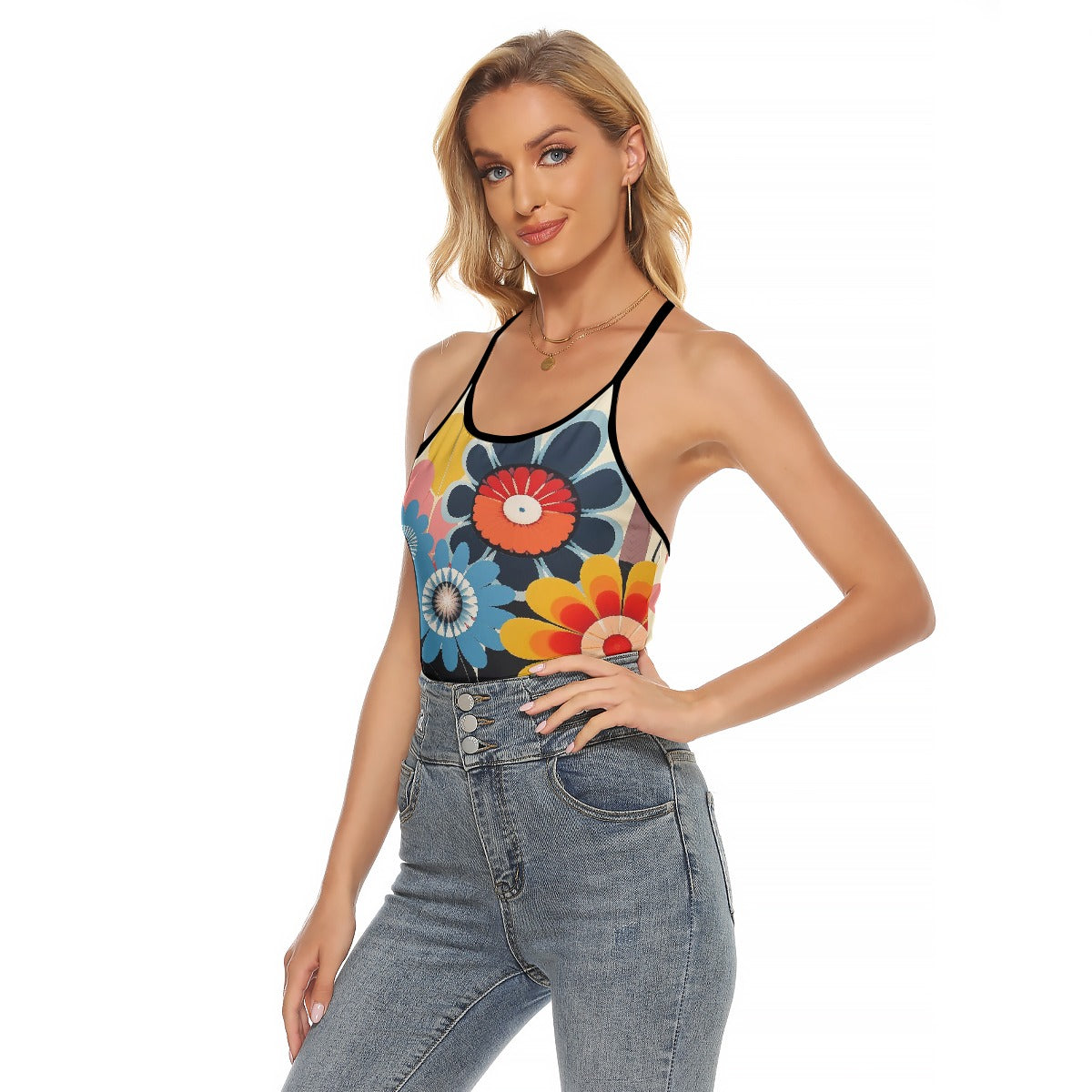 All-Over Print Women's Criss-Cross Open Back Tank Top
