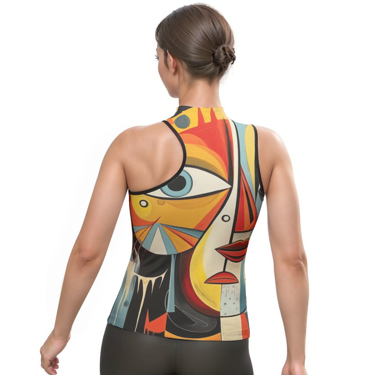All-Over Print Women's Halter Sleeveless Asymmetrical Tank Top