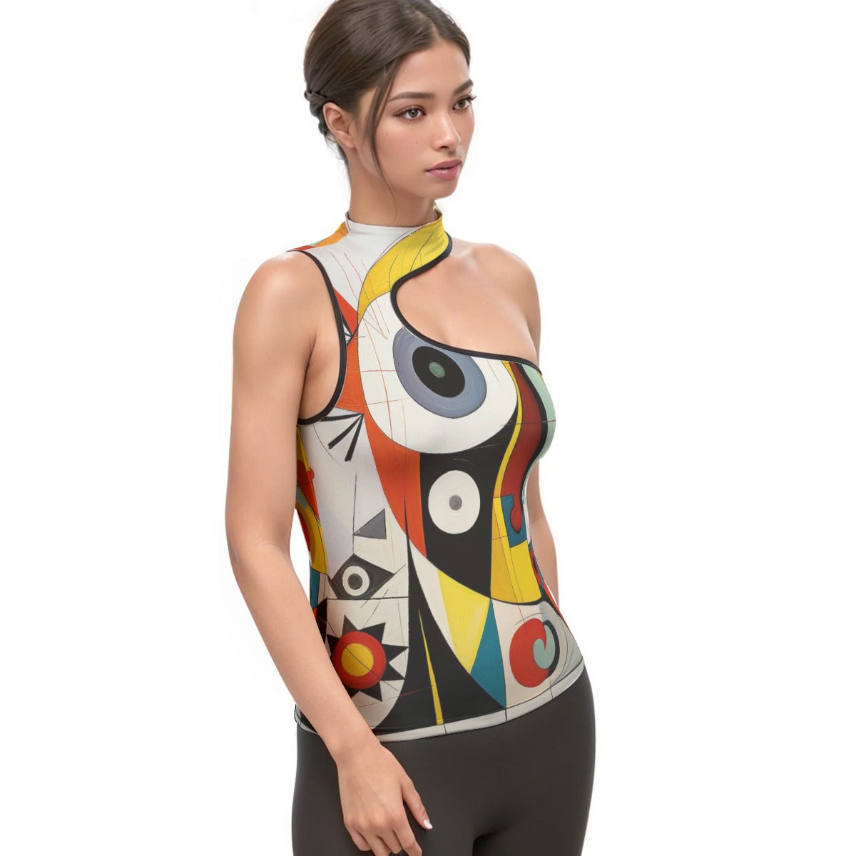 All-Over Print Women's Halter Sleeveless Asymmetrical Tank Top