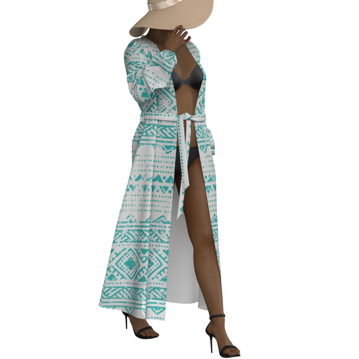 All-Over Print Women's Lace-up Chiffon Robe